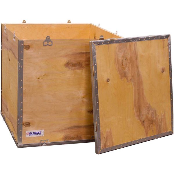 Global Industrial 4 Panel Hinged Shipping Crate w/ Lid, 31-1/4L x 23-1/4W x 23-1/2H B2352222